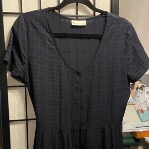 Dark blue Short-Sleeve Button Front Women’s Dress
